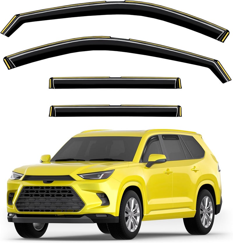 Deejecsun in-Channel Window Rain Guards Fit for Toyota Grand Highlander 2024 2025 2026 Extra Durable Rain Guards Side Window Deflectors Vent Visors Vent Shades Car Accessories Visors -4 pcs - Image 1